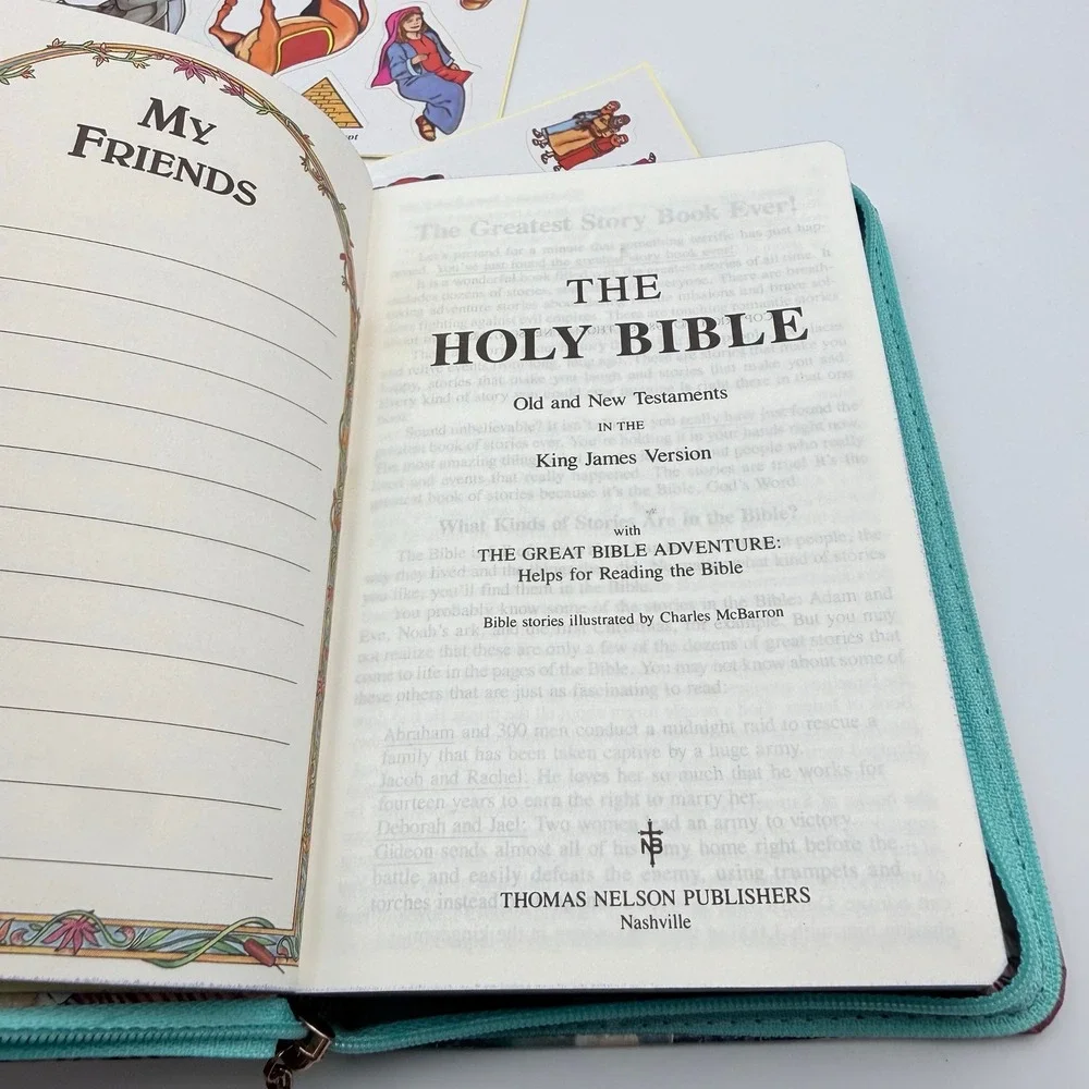Vintage 1987 Thomas Nelson KJV Holy Bible Zippered Illustrated Charles McBarron